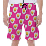 Pink Fried Eggs Pattern Print Men's Beach Shorts