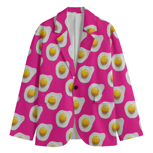 Pink Fried Eggs Pattern Print Men's Blazer