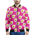 Pink Fried Eggs Pattern Print Men's Bomber Jacket