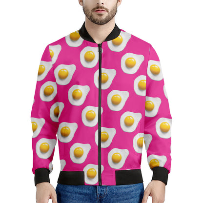 Pink Fried Eggs Pattern Print Men's Bomber Jacket