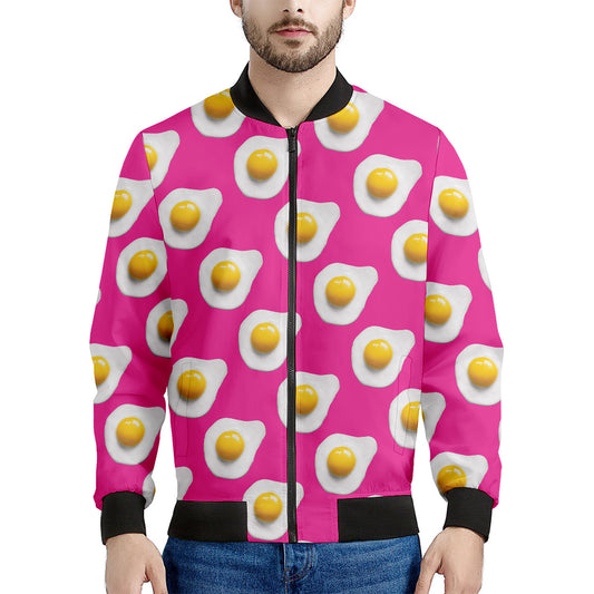 Pink Fried Eggs Pattern Print Men's Bomber Jacket