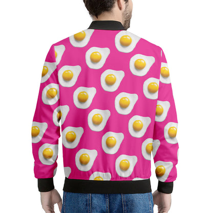 Pink Fried Eggs Pattern Print Men's Bomber Jacket