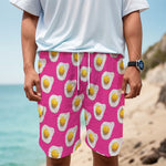 Pink Fried Eggs Pattern Print Men's Cargo Shorts