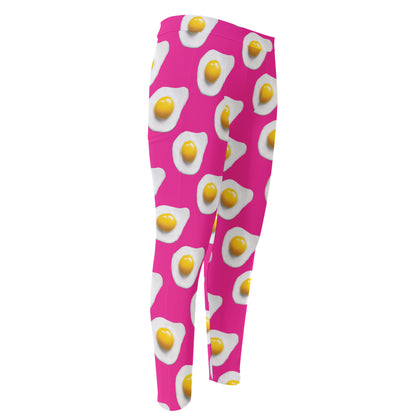 Pink Fried Eggs Pattern Print Men's Compression Pants