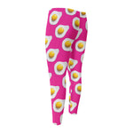 Pink Fried Eggs Pattern Print Men's Compression Pants