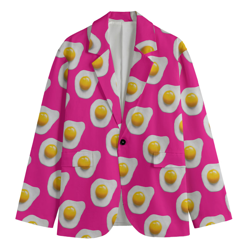 Pink Fried Eggs Pattern Print Men's Cotton Blazer