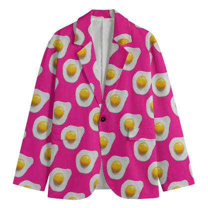 Pink Fried Eggs Pattern Print Men's Cotton Blazer