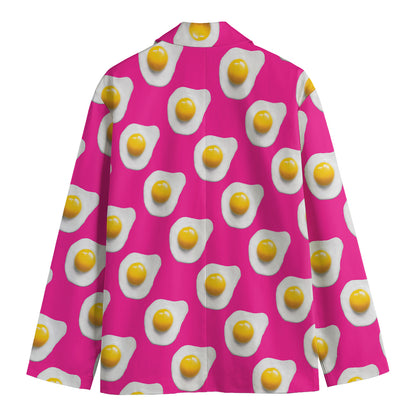 Pink Fried Eggs Pattern Print Men's Cotton Blazer