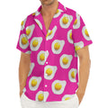 Pink Fried Eggs Pattern Print Men's Deep V-Neck Shirt