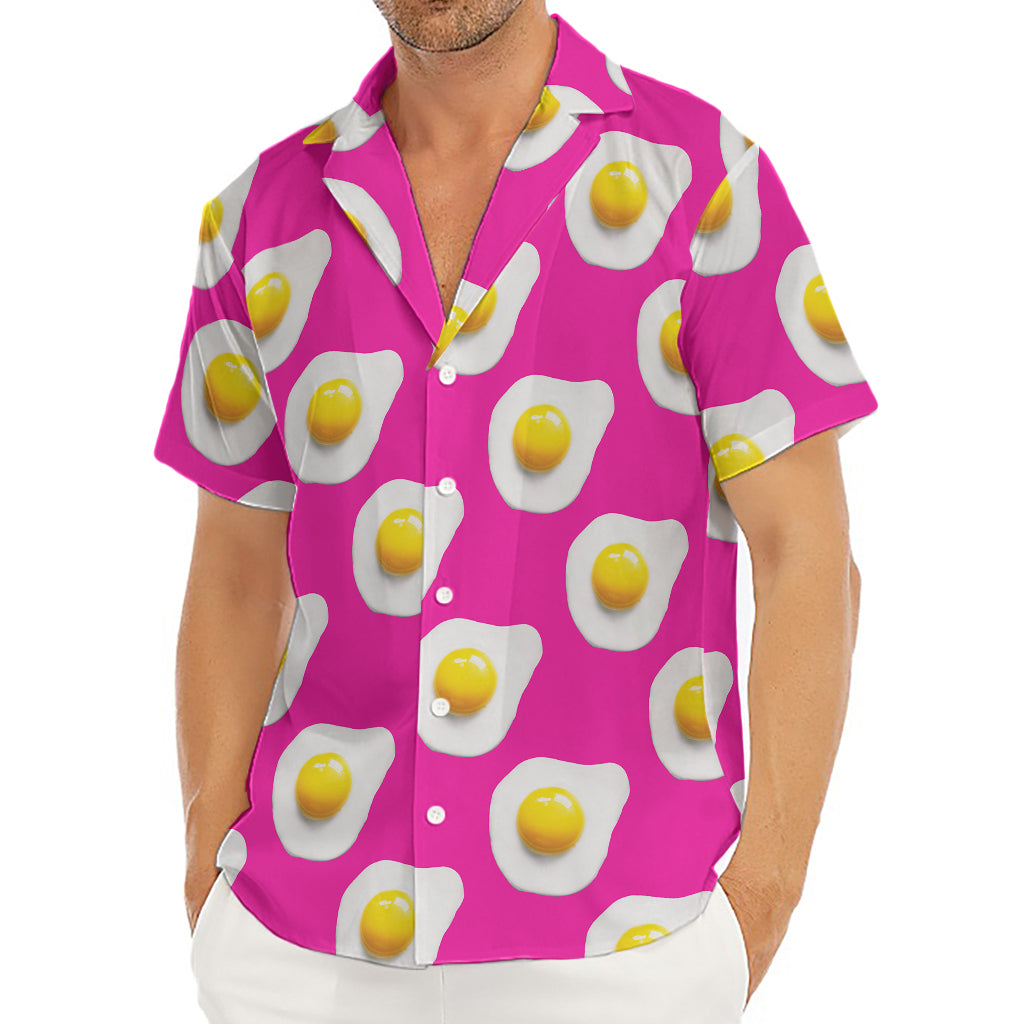 Pink Fried Eggs Pattern Print Men's Deep V-Neck Shirt