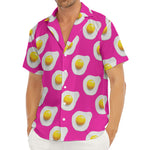 Pink Fried Eggs Pattern Print Men's Deep V-Neck Shirt