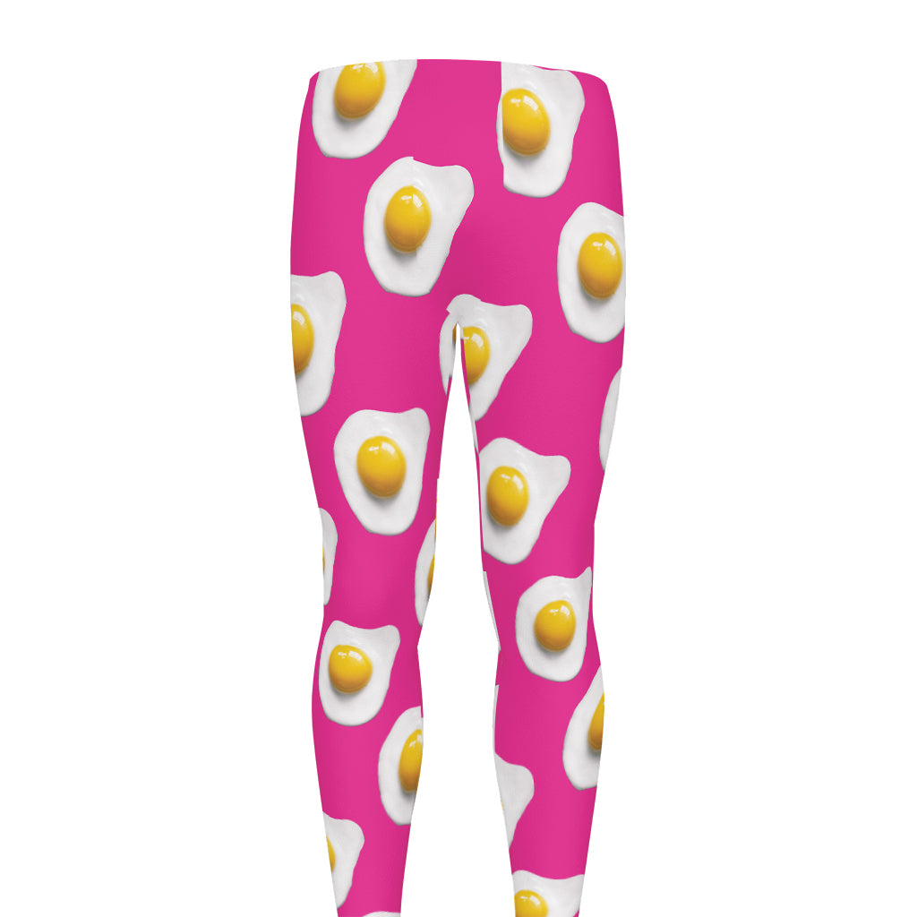 Pink Fried Eggs Pattern Print Men's leggings