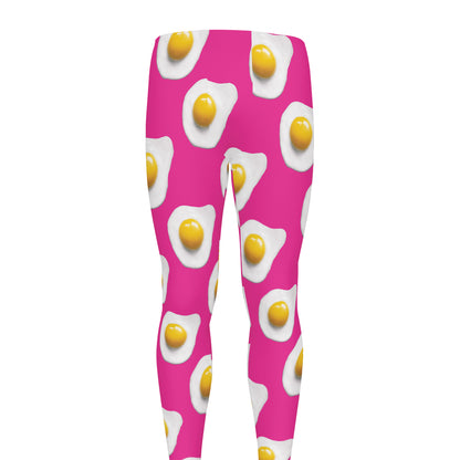 Pink Fried Eggs Pattern Print Men's leggings