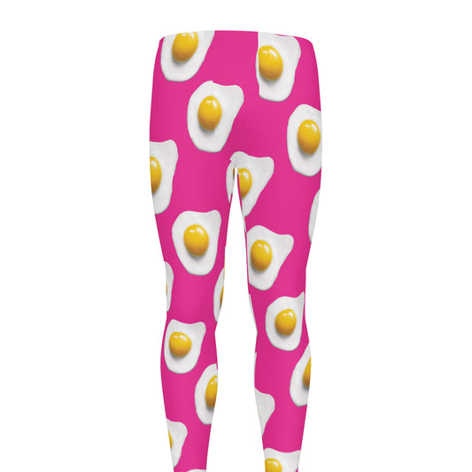 Pink Fried Eggs Pattern Print Men's leggings