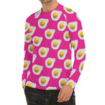 Pink Fried Eggs Pattern Print Men's Long Sleeve Rash Guard