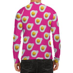 Pink Fried Eggs Pattern Print Men's Long Sleeve Rash Guard