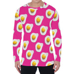Pink Fried Eggs Pattern Print Men's Long Sleeve T-Shirt