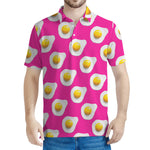 Pink Fried Eggs Pattern Print Men's Polo Shirt