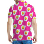 Pink Fried Eggs Pattern Print Men's Polo Shirt