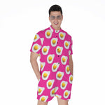 Pink Fried Eggs Pattern Print Men's Rompers