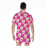 Pink Fried Eggs Pattern Print Men's Rompers