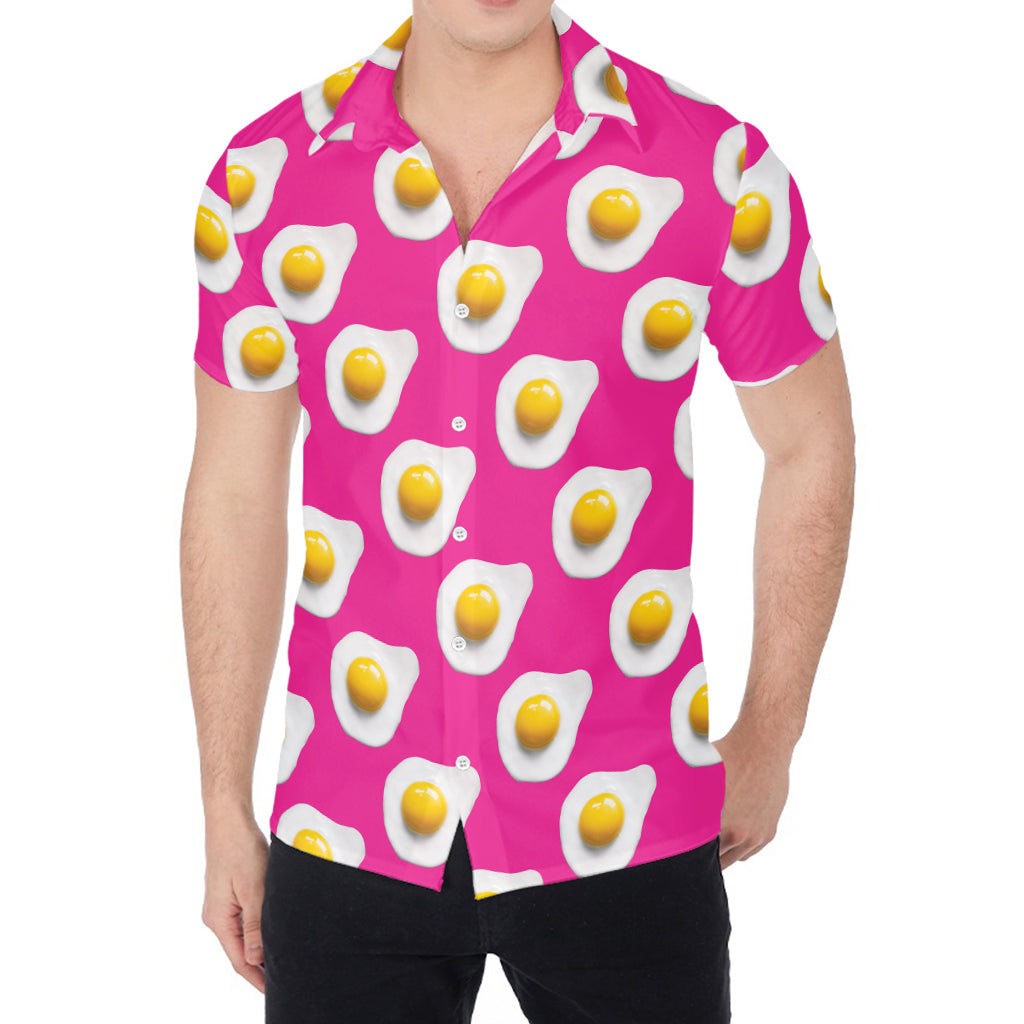 Pink Fried Eggs Pattern Print Men's Shirt