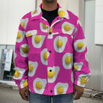 Pink Fried Eggs Pattern Print Men's Shirt Jacket