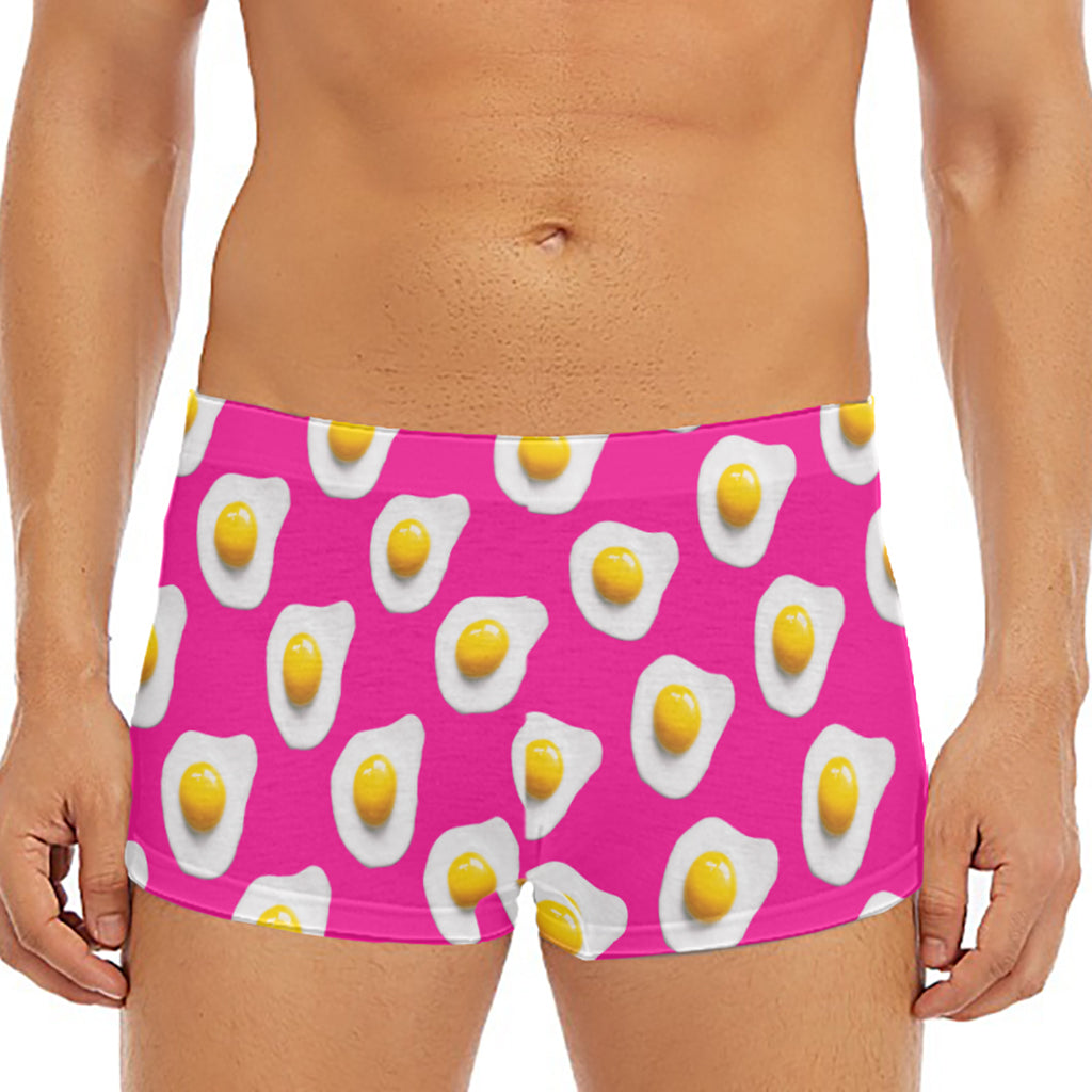 Pink Fried Eggs Pattern Print Men's Short Boxer Briefs