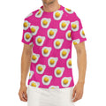 Pink Fried Eggs Pattern Print Men's Short Sleeve Rash Guard