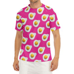 Pink Fried Eggs Pattern Print Men's Short Sleeve Rash Guard