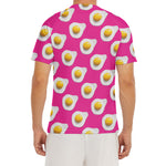Pink Fried Eggs Pattern Print Men's Short Sleeve Rash Guard