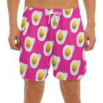 Pink Fried Eggs Pattern Print Men's Split Running Shorts
