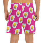 Pink Fried Eggs Pattern Print Men's Split Running Shorts