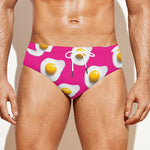 Pink Fried Eggs Pattern Print Men's Swim Briefs