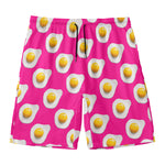 Pink Fried Eggs Pattern Print Men's Swim Trunks