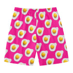 Pink Fried Eggs Pattern Print Men's Swim Trunks