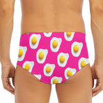 Pink Fried Eggs Pattern Print Men's Triangle Swim Briefs