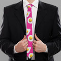Pink Fried Eggs Pattern Print Necktie