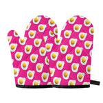 Pink Fried Eggs Pattern Print Oven Mitts