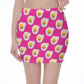 Pink Fried Eggs Pattern Print Pencil Mini Skirt