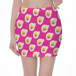 Pink Fried Eggs Pattern Print Pencil Mini Skirt