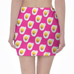 Pink Fried Eggs Pattern Print Pencil Mini Skirt