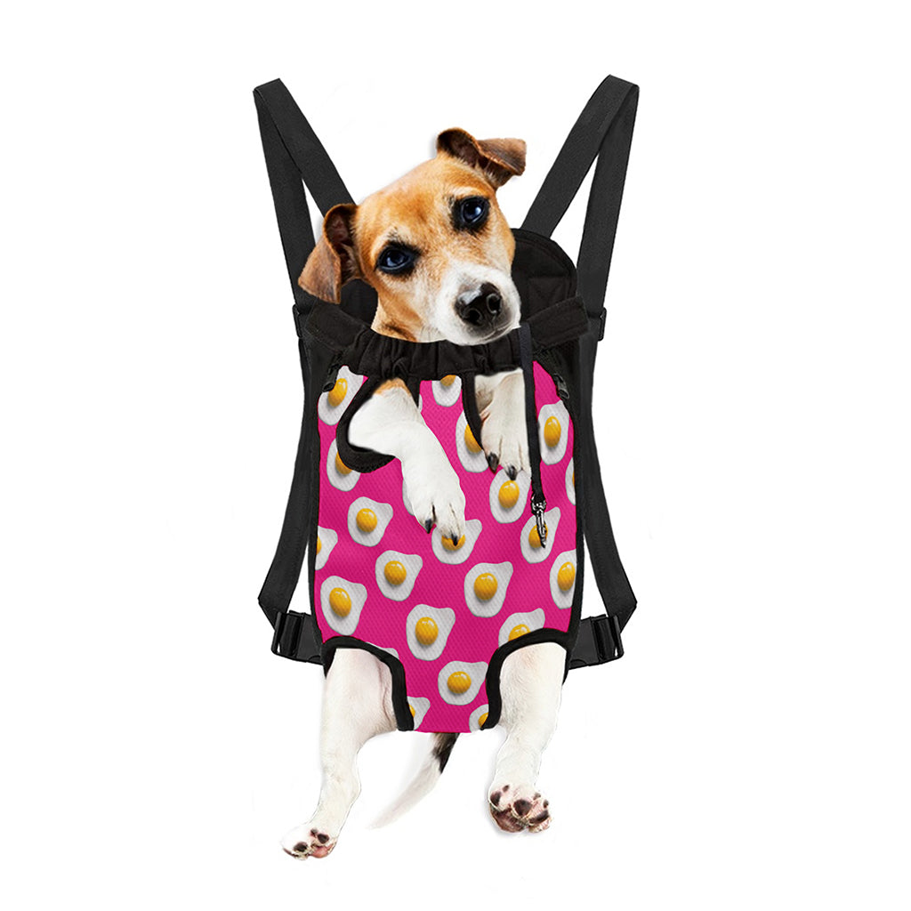 Pink Fried Eggs Pattern Print Pet Carrier Backpack
