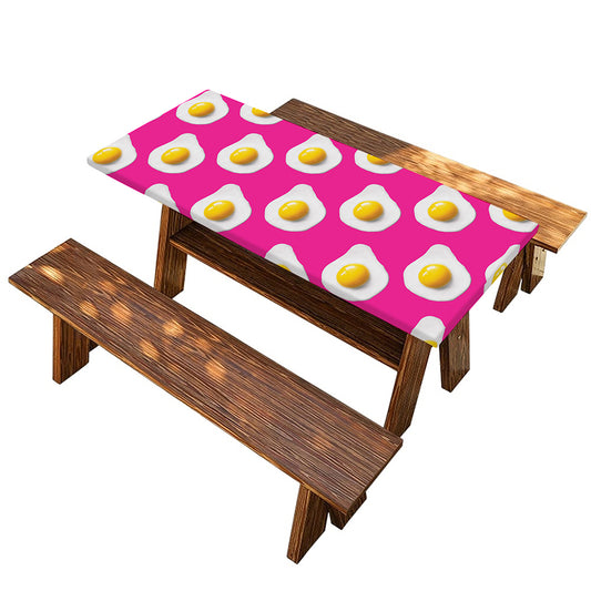 Pink Fried Eggs Pattern Print Picnic Table Cover
