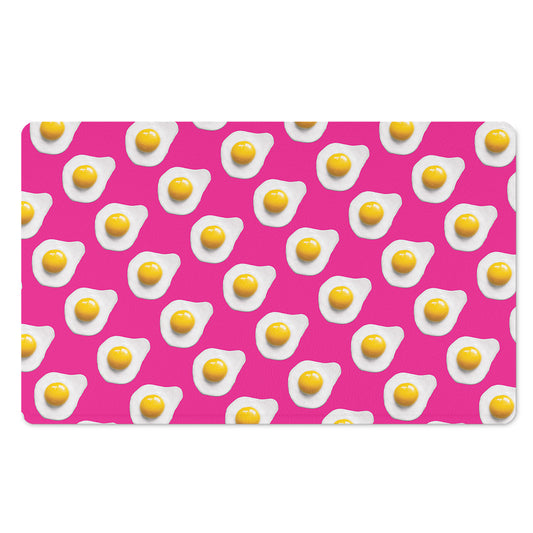 Pink Fried Eggs Pattern Print Polyester Doormat