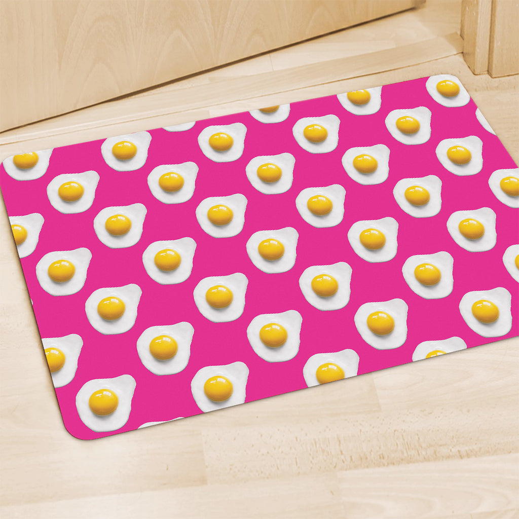 Pink Fried Eggs Pattern Print Polyester Doormat