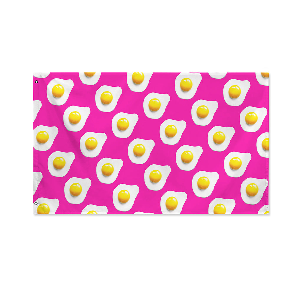 Pink Fried Eggs Pattern Print Polyester Flag