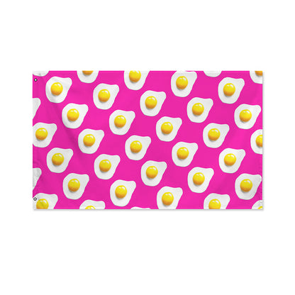 Pink Fried Eggs Pattern Print Polyester Flag