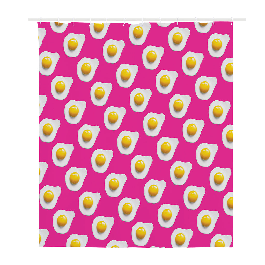 Pink Fried Eggs Pattern Print Polyester Shower Curtain