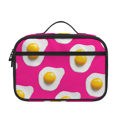 Pink Fried Eggs Pattern Print Portable Lunch Bag